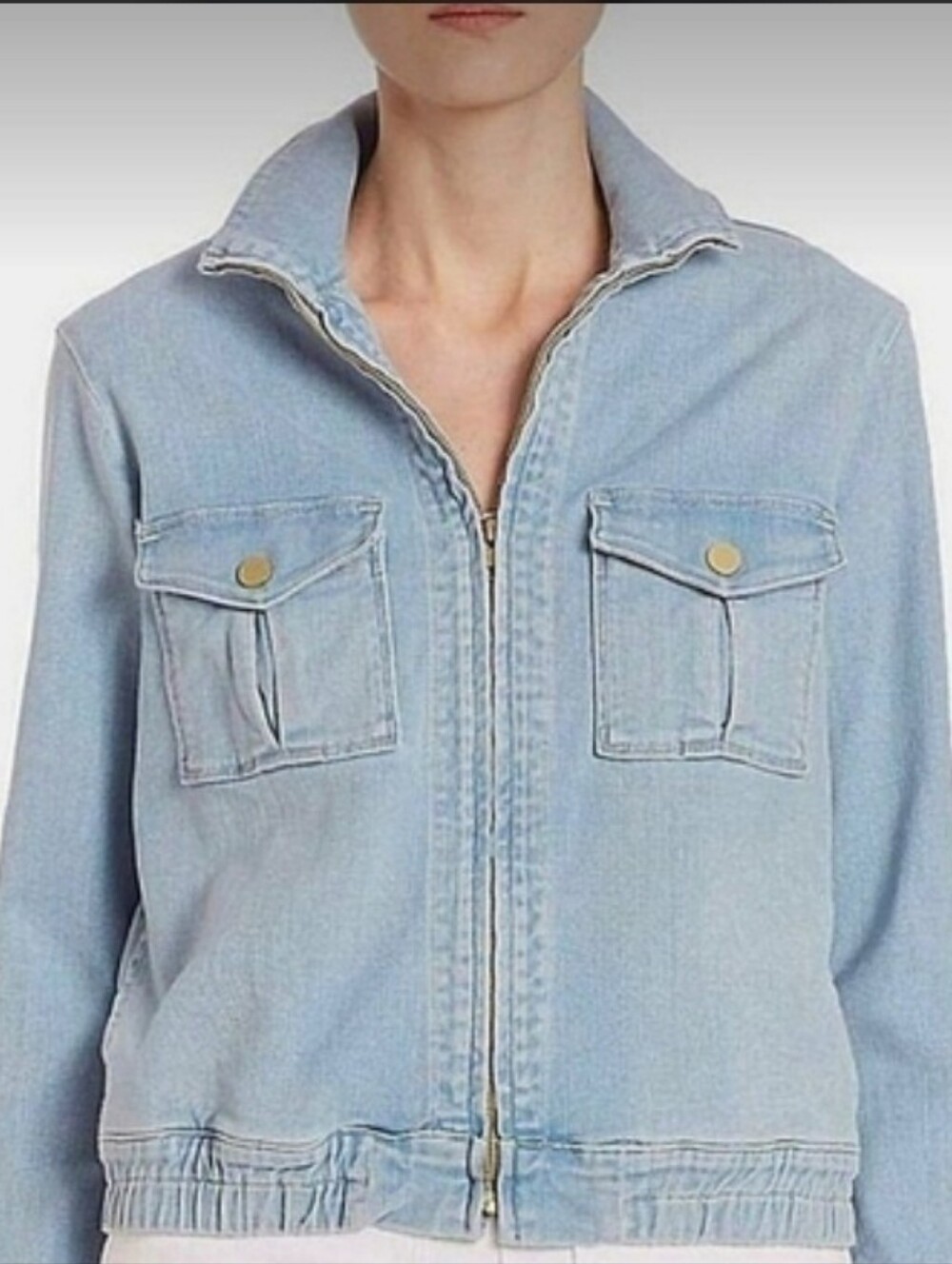 Frame Denim Light Blue Zip-Front Jean Jacket